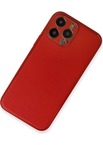 iPhone 13 Pro Max Kılıf Coco Deri Silikon Kapak - Kırmızı - EYESO9125-5455 fiyatları