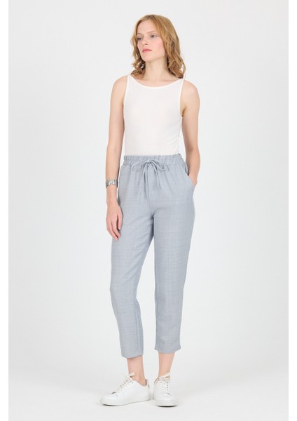 Gri Pamuklu Bel Lastikli Düz Paça Düz Paça Pantolon 4800 fiyatları
