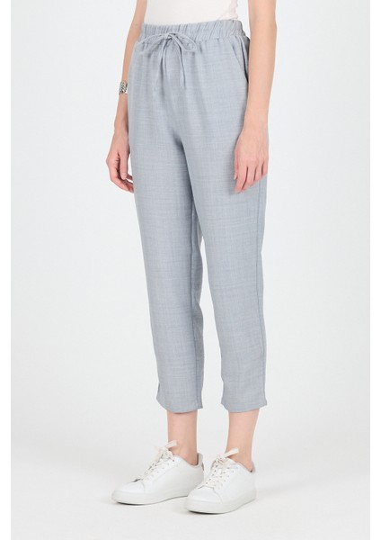 Gri Pamuklu Bel Lastikli Düz Paça Düz Paça Pantolon 4800 modelleri