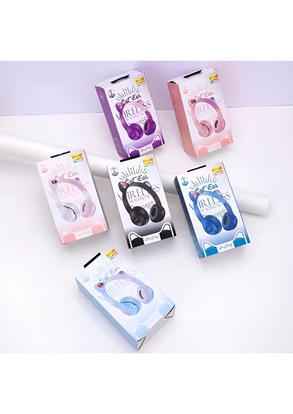 Bluetooth Kulaklık P47M Kedili Kulaklık Cat Rgb LED Işıklı Çocuk Kulaklık Bt 5.0 Kulaküstü fırsatları