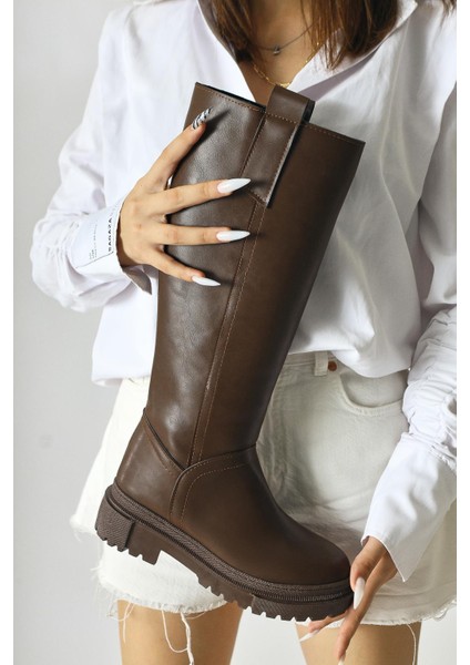 Dayna Kahve Kalın Tabanlı Çekme Çizme