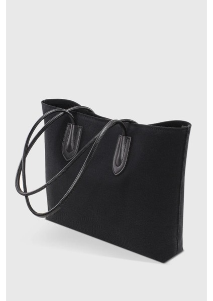 Kanvas Siyah El Ve Omuz Çanta Kadın Retro Shopper Çanta 264