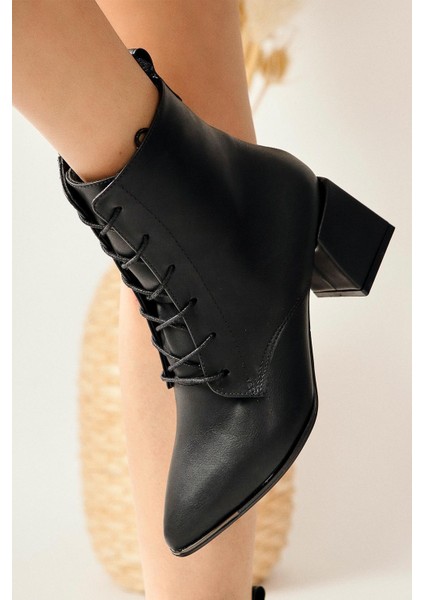 Kalaya Siyah Sivri Burunlu Fermuarlı Topuklu Bot fiyatları