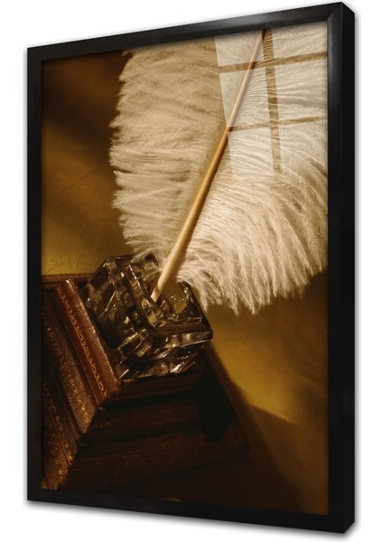 Kalem ve Hokka Çerçeveli Cam Tablo 20X30 cm CA23103