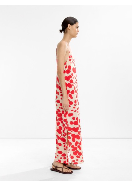 Askılı Uzun Desenli Elbise modelleri