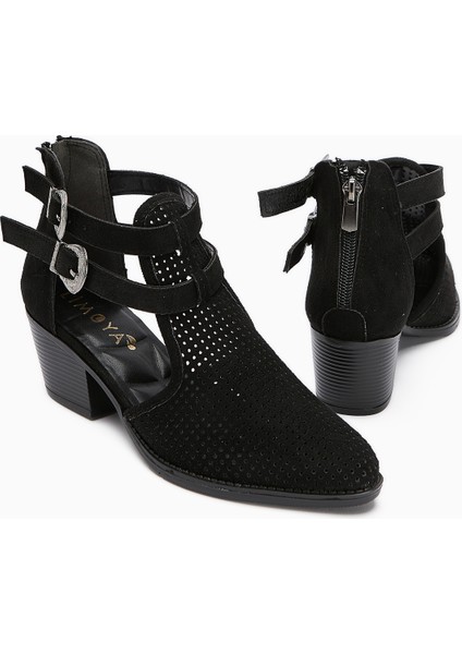 Carin Siyah Süet Toka Detaylı Arkadan Fermuarlı Kadın Yazlık Bot fiyatları
