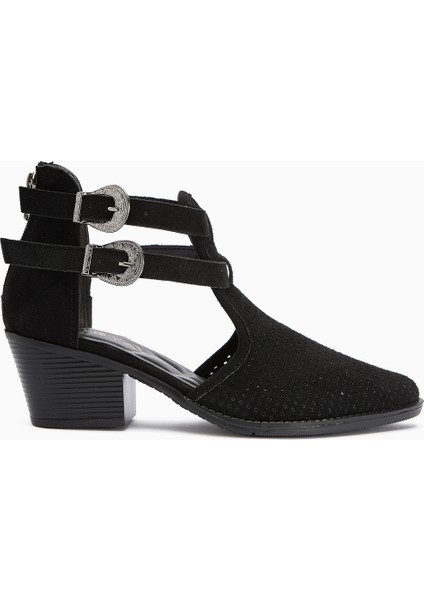 Carin Siyah Süet Toka Detaylı Arkadan Fermuarlı Kadın Yazlık Bot modelleri