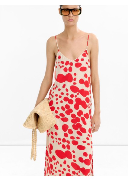 Askılı Uzun Desenli Elbise indirimleri