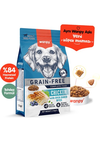 Tahılsız Tavuklu Yetişkin Köpek Maması 1,5 kg