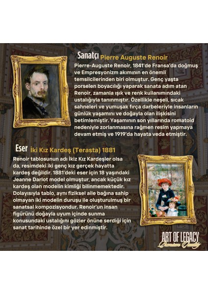 Renoir (Ikiz Kız Kardeş 1881) Çerçeveli Klasik Vintage Duvar Tablo fırsatları