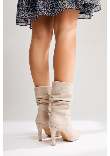 Wilma Ten Süet Körüklü Ince Topuklu Bot modelleri