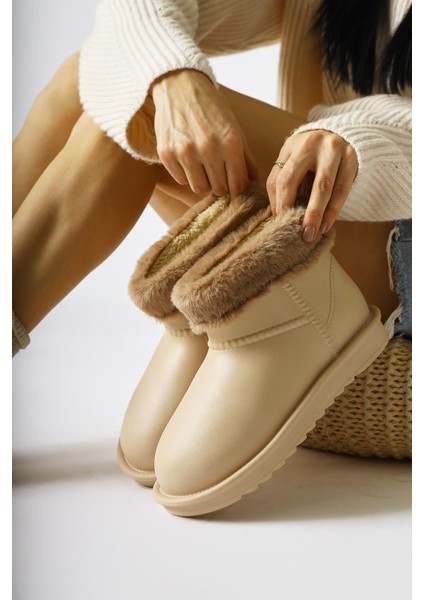 Rahela Bej Oval Burunlu Su Geçirmez Içi Kürklü Bot