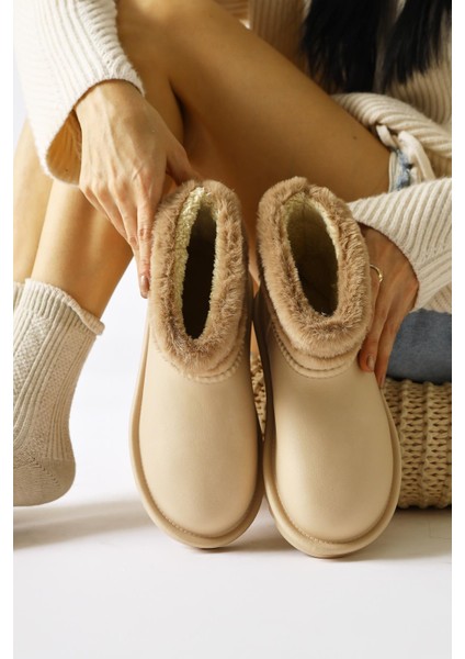 Rahela Bej Oval Burunlu Su Geçirmez Içi Kürklü Bot modelleri