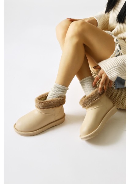 Rahela Bej Oval Burunlu Su Geçirmez Içi Kürklü Bot fırsatları