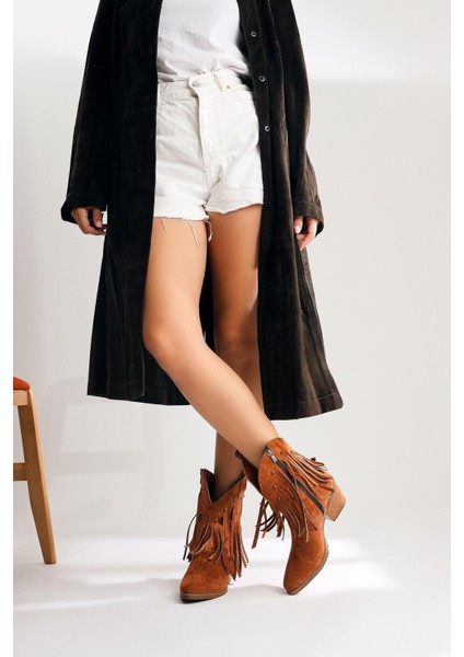 Lillebeth Taba Süet Püsküllü Zımba Detaylı Western Bot modelleri