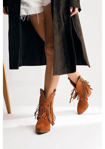 Lillebeth Taba Süet Püsküllü Zımba Detaylı Western Bot fırsatları