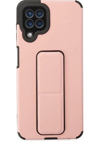 Samsung Galaxy A22 Kılıf Mega Standlı Silikon - Pudra - EYESO8625-1351