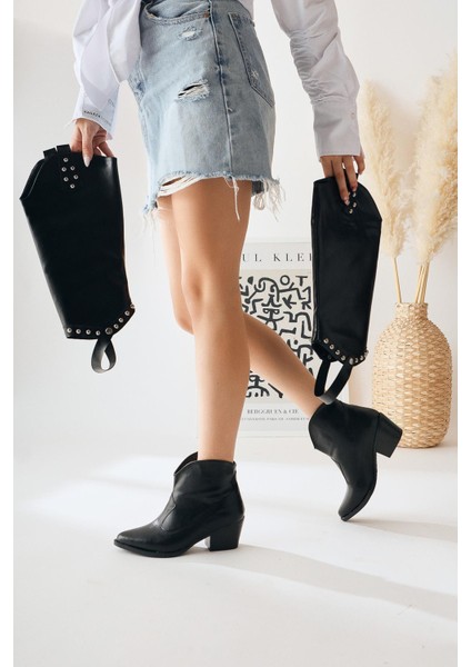 Caarina Siyah Çıkarılabilir Konçlu Çizme-Bot fiyatları