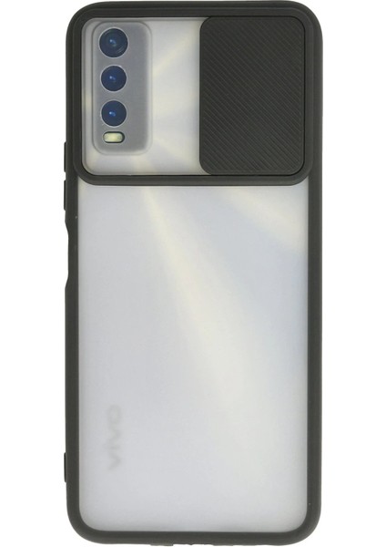 Vivo Y11S Kılıf Palm Buzlu Kamera Sürgülü Silikon - Siyah - EYESO4485-5684