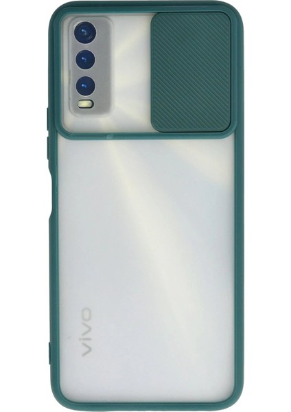 Vivo Y11S Kılıf Palm Buzlu Kamera Sürgülü Silikon - Yeşil - EYESO1444-2612