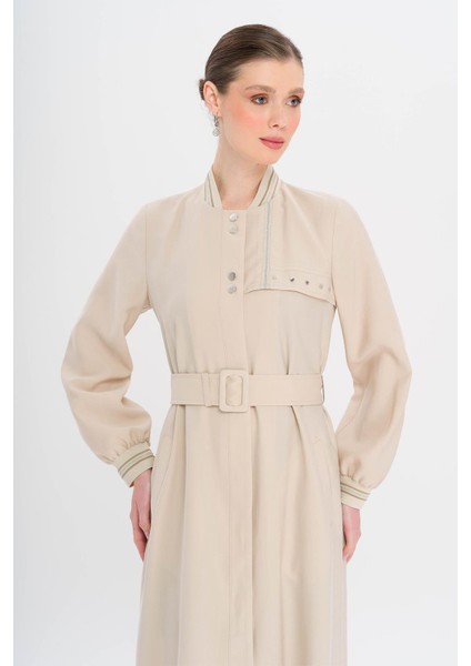 Ribana Detaylı Astarsız Modal Pardesü Taş 6744 modelleri