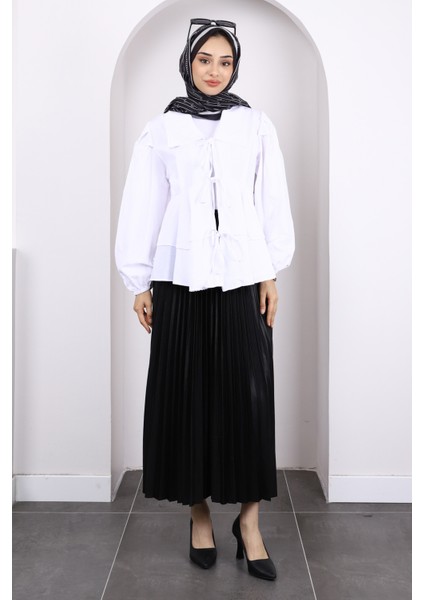 Ekru Ön Bağlamalı Katlı Kimono fiyatları