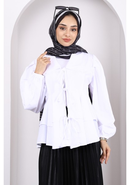 Ekru Ön Bağlamalı Katlı Kimono modelleri