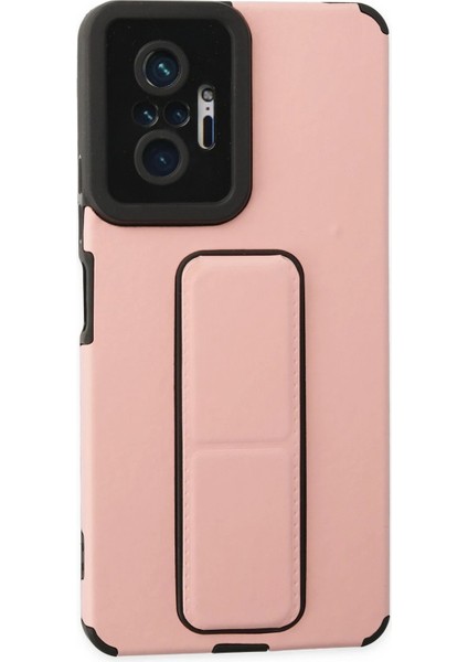 Xiaomi Redmi Note 10 Pro Kılıf Mega Standlı Silikon - Pudra - EYESO2326-6757
