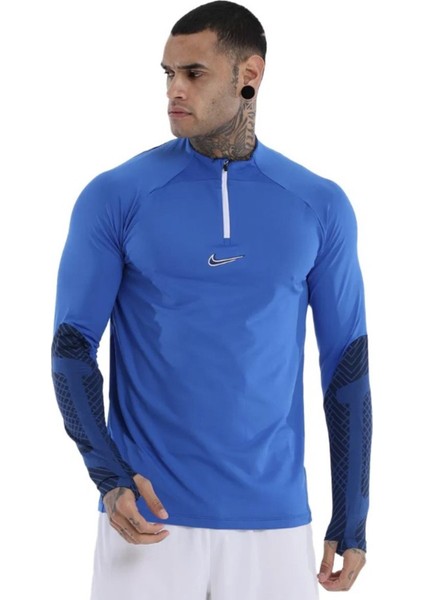 Strike Dri-Fit Çeyrek Fermuar Erkek Mavi Uzun Kollu T-Shirt