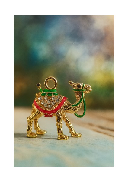 Taşlı Sarı Deve Figürü | Dekoratif Biblo | 5-7 cm | & Şık Tasarım