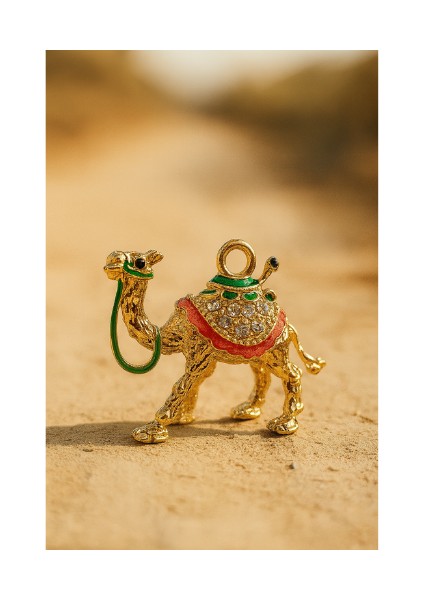 Taşlı Sarı Deve Figürü | Dekoratif Biblo | 5-7 cm | & Şık Tasarım fiyatları