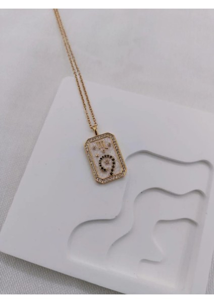 Çelik Akrep Burcu Tarot Kolye Gold Zincir Zirkon Taşlı Kolye fırsatları
