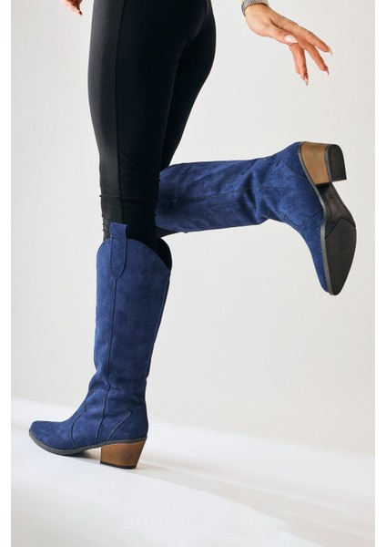 Lhena Lacivert Süet Western Çekme Çizme fiyatları