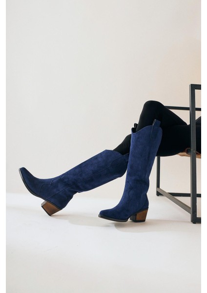 Lhena Lacivert Süet Western Çekme Çizme fırsatları