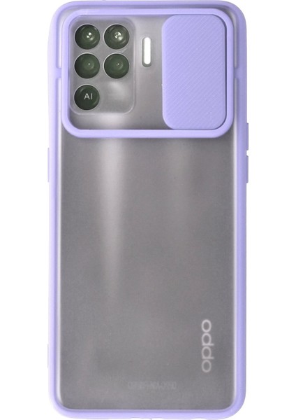 Oppo Reno 5 Lite Kılıf Palm Buzlu Kamera Sürgülü Silikon - Lila - EYESO1263-5063