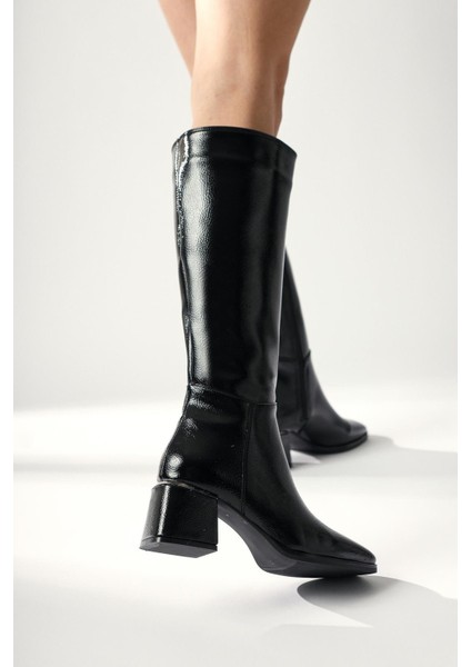 Miami Siyah Kırışık Rugan Küt Burunlu Çizme fiyatları