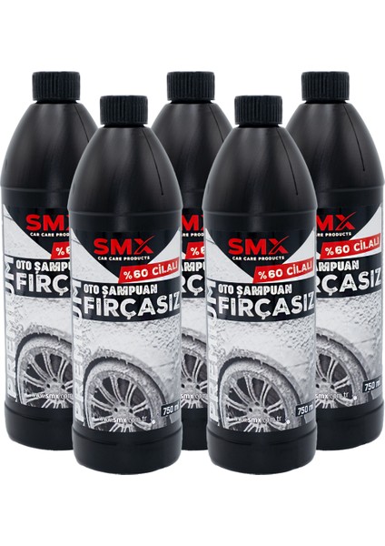 Premium %60 Cilalı Fırçasız Oto Şampuanı 750 ml 5 Adet