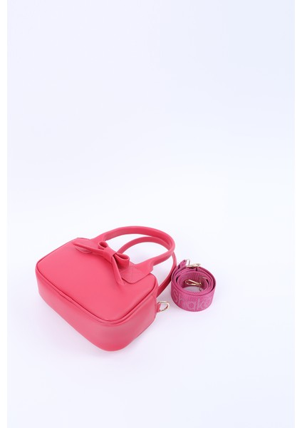 Fuşya Shk217 Fiyonklu Suni Deri, Tek Bölmeli, Fermuarlı,Kolon Askılı, El, Kol Ve Omuz Çantası