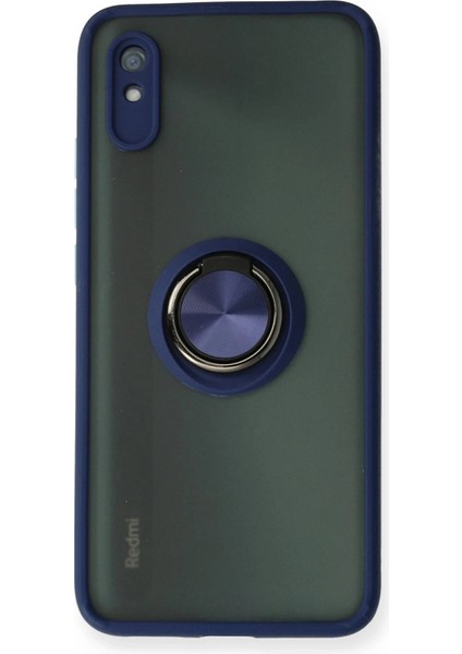 Xiaomi Redmi 9A Kılıf Montreal Yüzüklü Silikon Kapak - Lacivert - EYESO4763-2073