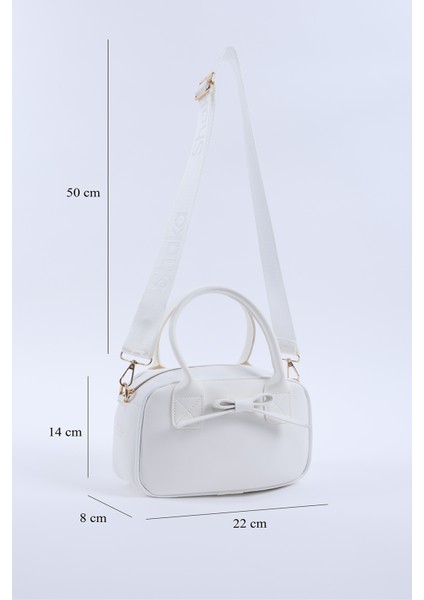 Beyaz Shk217 Fiyonklu Suni Deri, Tek Bölmeli, Fermuarlı,Kolon Askılı, El, Kol Ve Omuz Çantası fiyatları