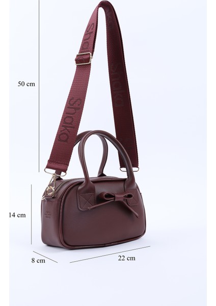 Bordo Shk217 Fiyonklu Suni Deri, Tek Bölmeli, Fermuarlı,Kolon Askılı, El, Kol Ve Omuz Çantası fiyatları