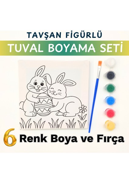 Resimli Tuval Boyama Seti – 3-6 Yaş Için Sanat Etkinliği, 6 Renk Akrilik ve Fırça Dahil