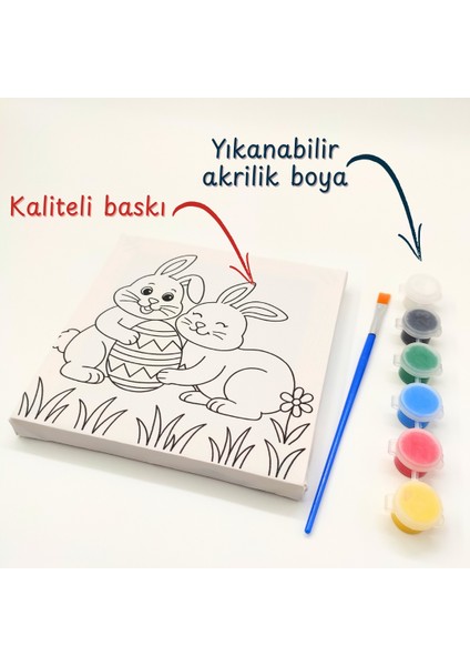 Resimli Tuval Boyama Seti – 3-6 Yaş Için Sanat Etkinliği, 6 Renk Akrilik ve Fırça Dahil modelleri