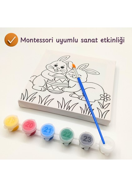 Resimli Tuval Boyama Seti – 3-6 Yaş Için Sanat Etkinliği, 6 Renk Akrilik ve Fırça Dahil indirimleri