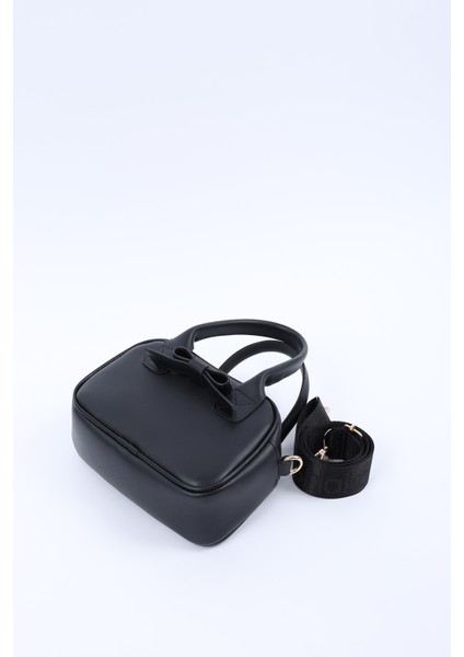 Siyah Shk217 Fiyonklu Suni Deri, Tek Bölmeli, Fermuarlı,Kolon Askılı, El, Kol Ve Omuz Çantası