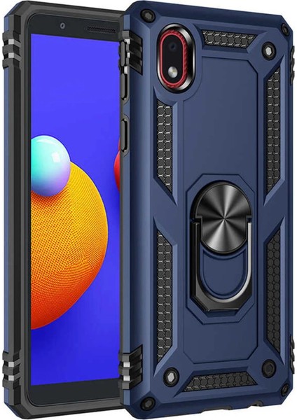 Samsung Galaxy A01 Core Kılıf Sofya Yüzüklü Silikon Kapak - Lacivert - EYESO6003-1039