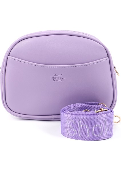 Lila SHK194 Suni Deri Fermuarlı 2 Bölmeli Ayarlanabilir Kolon Askılı Omuz Çantası