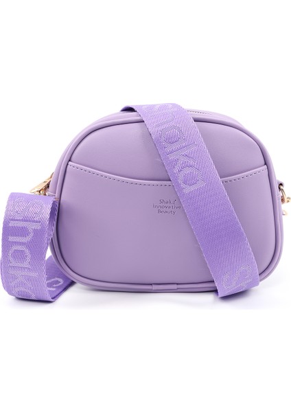 Lila SHK194 Suni Deri Fermuarlı 2 Bölmeli Ayarlanabilir Kolon Askılı Omuz Çantası