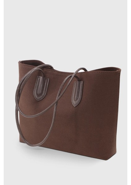 Kanvas Kahverengi Kadın El Ve Omuz Retro Shopper Çanta 264