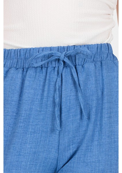 Indigo Pamuklu Bel Lastikli Düz Paça Düz Paça Pantolon 4800 fırsatları